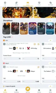 Киберспорт в мобильном приложении Melbet