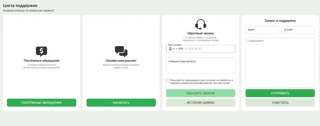Центр поддержки Linebet с четырьмя каналами связи